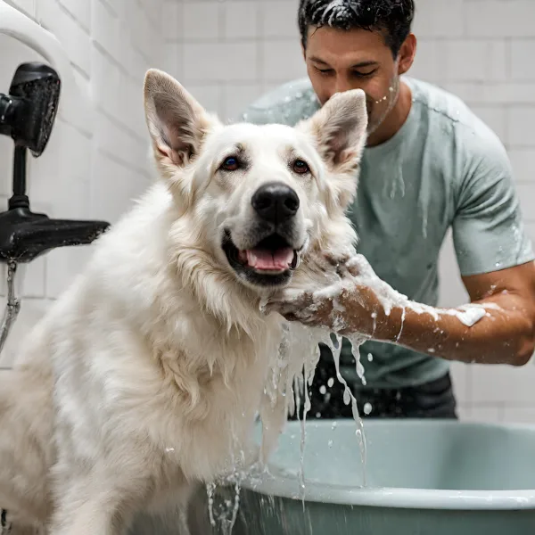 White German Shepherds also need occasional baths to keep their coats sparkling white. Their white coat shows any discoloration or dirt buildup much more than traditional colored German Shepherds. 